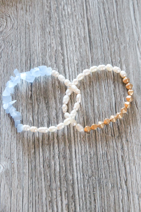 Sea Glass + Pearl Bracelets