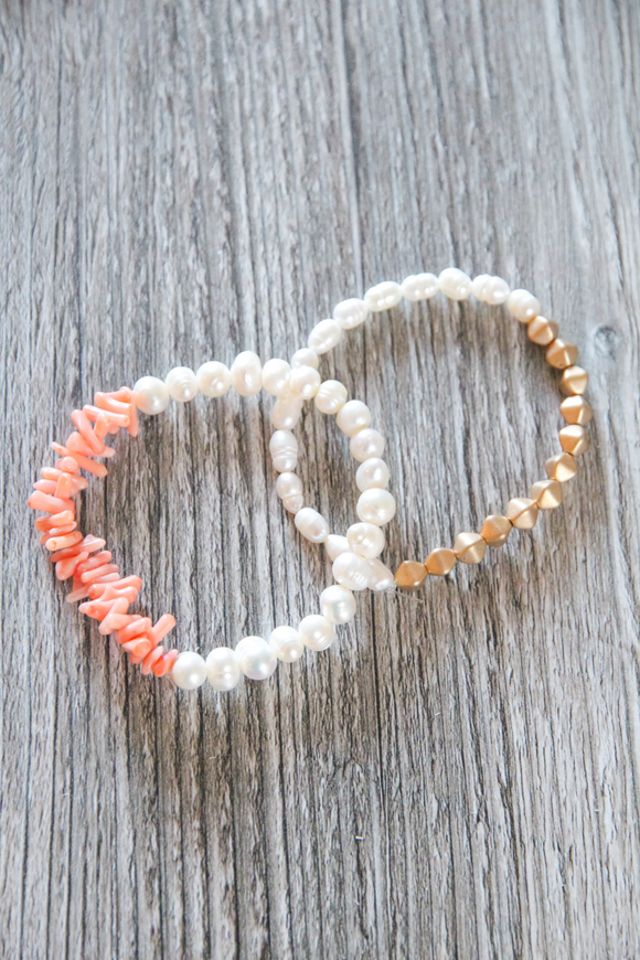 Coral + Pearl Bracelets
