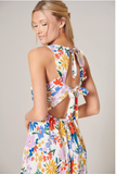 womens open back vintage style floral mini dress