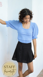 womens blue sweater, womens short sleeve sweater, short sleeve sweater, womens sweater top, where to buy cute affordable clothes, eco friendly clothing, organic clothing, blue sweater top, fall outfits, womens fall outfits, womens trendy clothing, trendy affordable cothing boutique, preppy outfits, womens preppy outfits. 