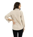 Drop-sleeve oversized button down shirt made in a lightweight cotton with coconut shell buttons. This brand is... -Eco Friendly -Women Owned -Small Batch -Organic -Social Good -Handmade 