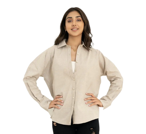 Drop-sleeve oversized button down shirt made in a lightweight cotton with coconut shell buttons. This brand is... -Eco Friendly -Women Owned -Small Batch -Organic -Social Good -Handmade 