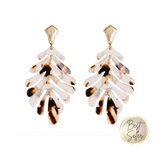 Guess who's back?! These best selling lightweight earrings are the perfect fun neutral pop to any outfit! Grab them while they last because they flew out of stock last time!  These drop earrings in an acrylic leaf design are light weight and so chic! Pair with a girls night outfit or to the office for a feminine touch. 