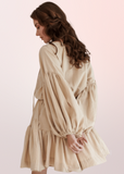 100% cotton tan long sleeve dress for women